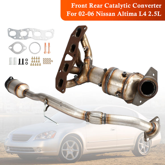 02-06 Nissan Altima 2.5L Pair Front Rear Catalytic Converter