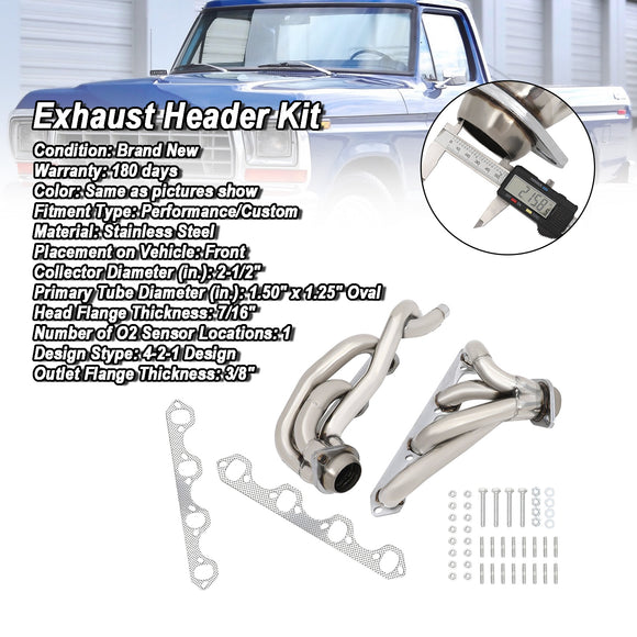 Collecteur d'échappement court Ford F150/F250/Bronco 1987-1996 5,8 L T-304