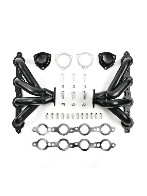 Black Exhaust Manifold Header Fit Chevy LS LS3 LS6 LS7