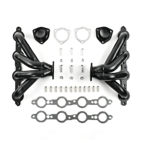 Black Exhaust Manifold Header Fit Chevy LS LS3 LS6 LS7