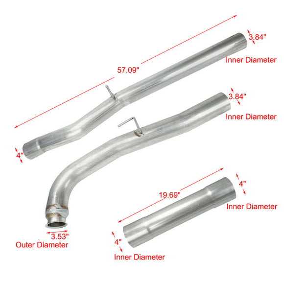 Chevrolet 2011-2015 Silverado 2500HD 3500HD 6.6L Duramax Diesel 4" Exhaust Muffler Pipe Tube