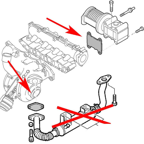 Kit d'obturation pour la suppression du collecteur d'échappement EGR de Fiat Stilo Croma 1.9 JTDM 16 V