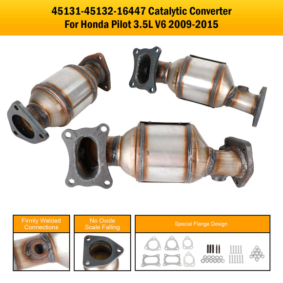 Honda Accord 3.5L 2008-2012 45131 45132 16447 Lot de 3 convertisseurs catalytiques