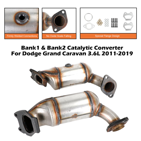 Convertisseurs catalytiques de collecteur Dodge Grand Caravan 3,6 L 2011-2019, rangée 1, rangée 2