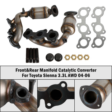 Convertisseur catalytique avant et arrière pour Toyota Sienna 3,3 L AWD 2004-2006 - 0