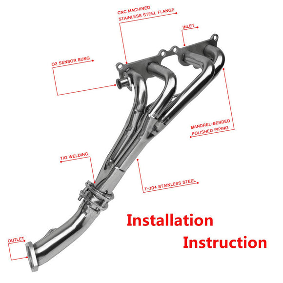 Toyota Tacoma 1995-2001 2,4 l 2,7 l L4 Edelstahl-Krümmer