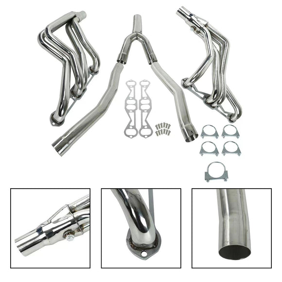 Exhaust Header Fit Chevy Camaro Fit Firebird 5.0L 5.7L 1982-1992 V8 Long Tube