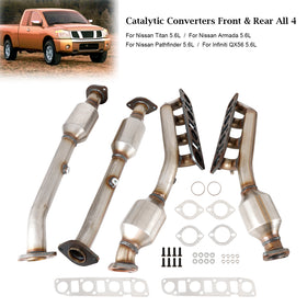 Nissan 2004-2015 Titan 5.6L 16478 16479 16488 16489 Collecteur Convertisseurs catalytiques Avant et arrière Tous les 4 - 0