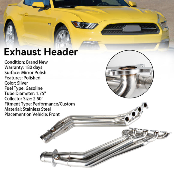 Lot de 2 collecteurs d'échappement en acier inoxydable pour Ford Mustang 2011-2016 GT 5.0/302 V8