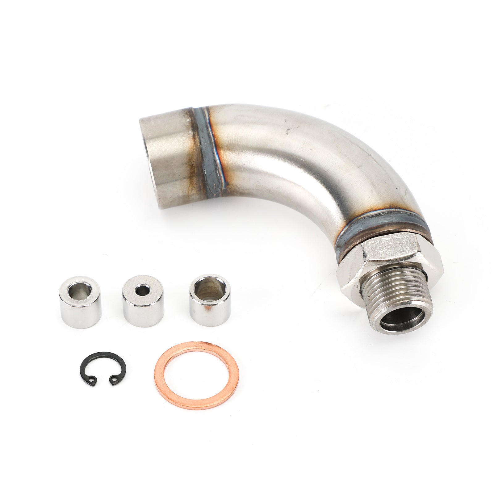 J Style 304 Stainless Steel M18X1.5 O2 Oxygen Sensor Angled Extender Spacer Kit