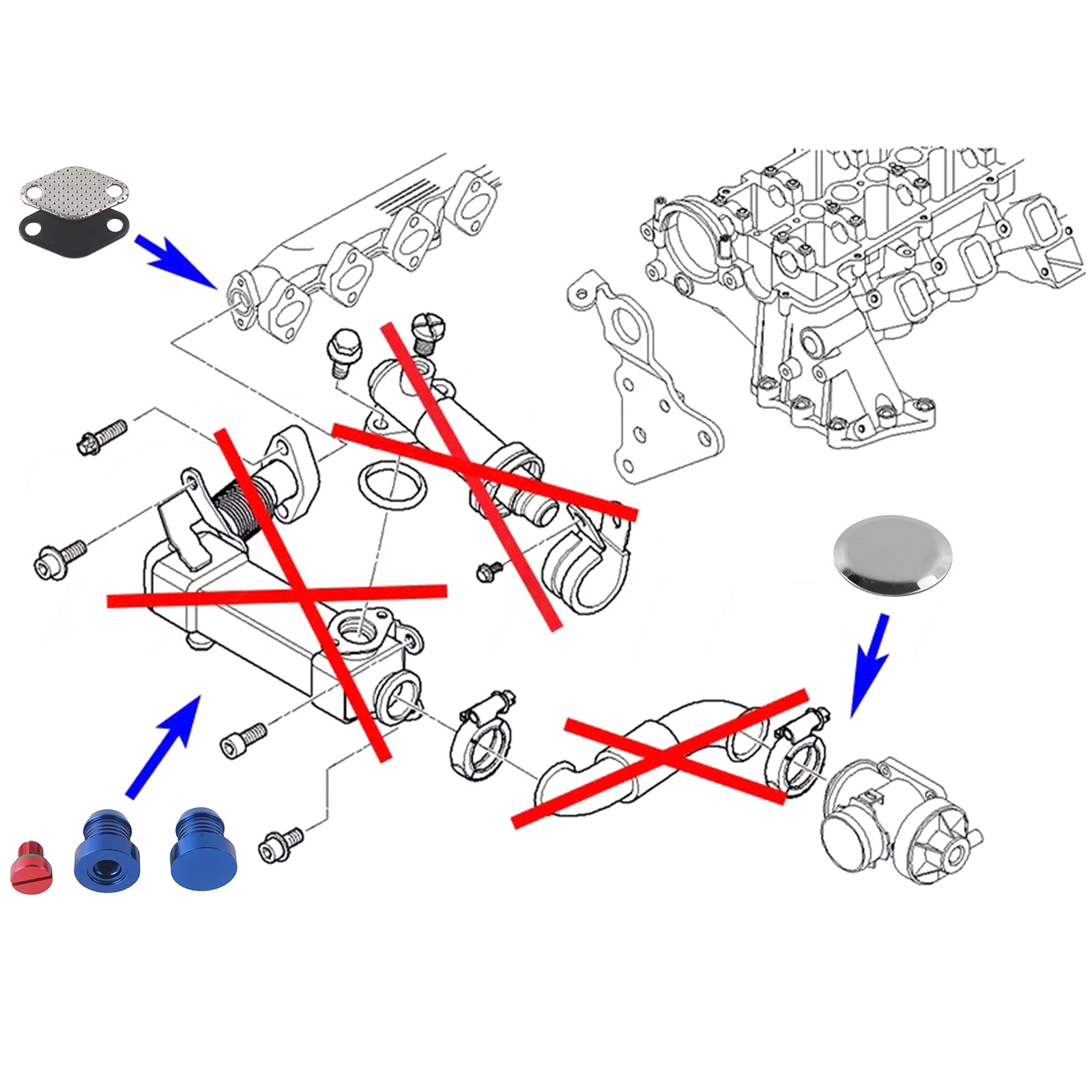 Blaues EGR-Ventil-Kühler-Reparatur-Ersatz-Kit für BMW M47N2 M57N2 E46 E90 E60 E61 E83