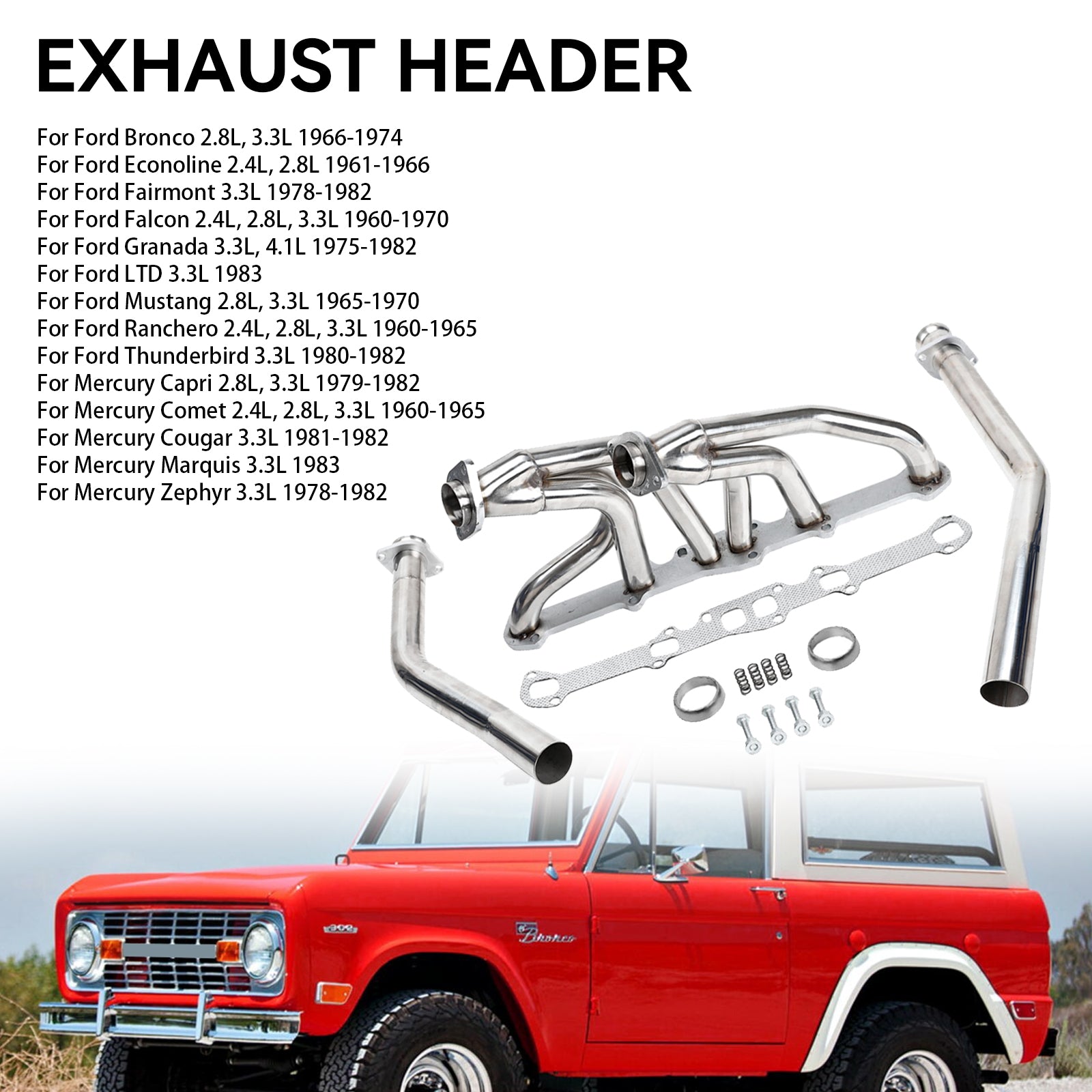 Ford 1961-1966 Econoline 2.4L 2.8L Stainless Steel Exhaust Headers