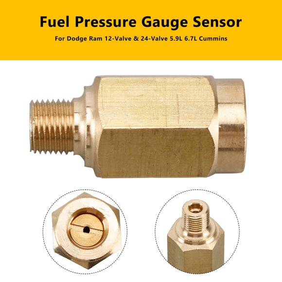 1/8-27 NPT Fuel Pressure Snubber Valve Sensor Adapter for Ram 2500 3500 Diesel