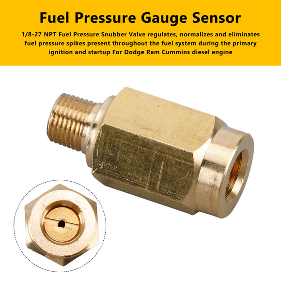 1/8-27 NPT Fuel Pressure Snubber Valve Sensor Adapter for Ram 2500 3500 Diesel