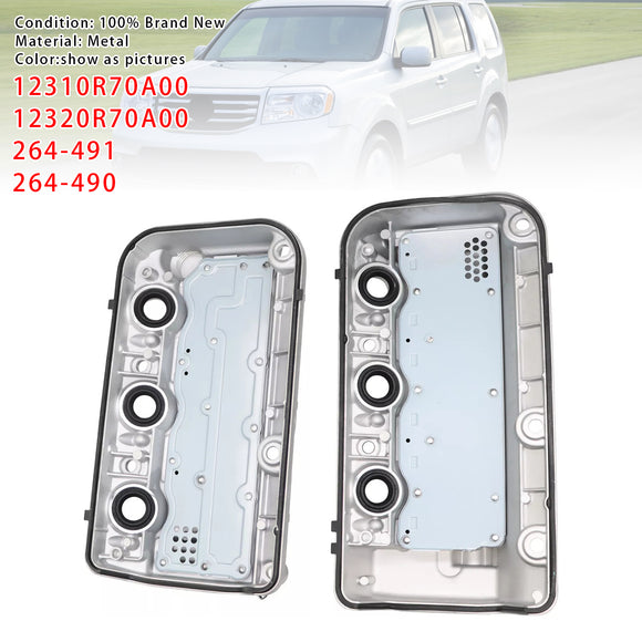 2PCS Front+Rear Engine Valve Cover For Honda Odyssey Pilot Ridgelin Accord 3.5L