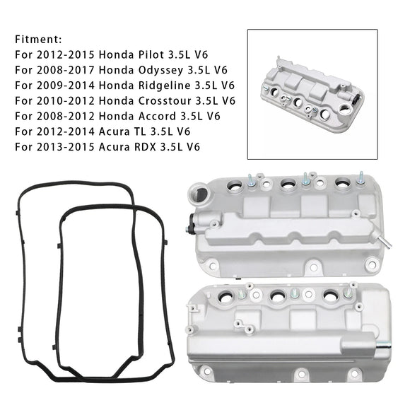 2PCS Front+Rear Engine Valve Cover For Honda Odyssey Pilot Ridgelin Accord 3.5L