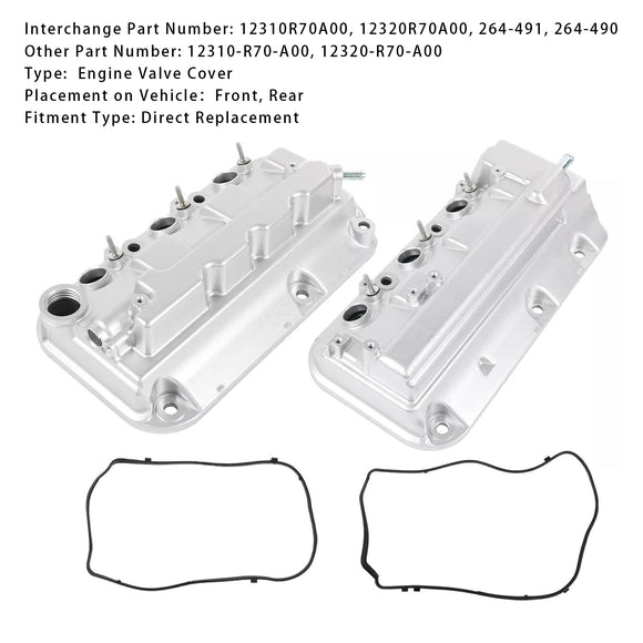 2PCS Front+Rear Engine Valve Cover For Honda Odyssey Pilot Ridgelin Accord 3.5L