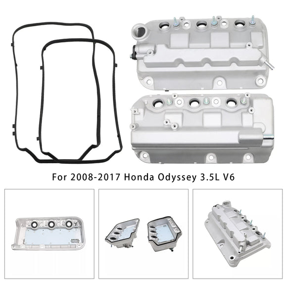 2PCS Front+Rear Engine Valve Cover For Honda Odyssey Pilot Ridgelin Accord 3.5L