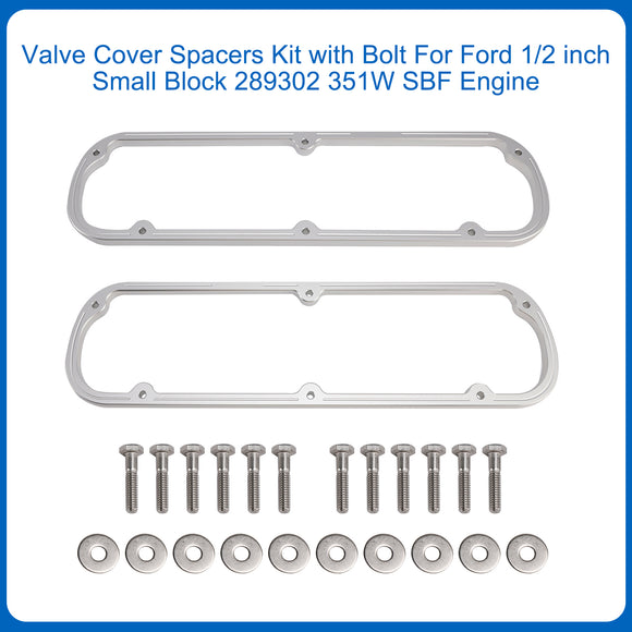 Valve Cover Spacers Kit with Bolts For Ford 1/2 inch Small Block 289 302 351W