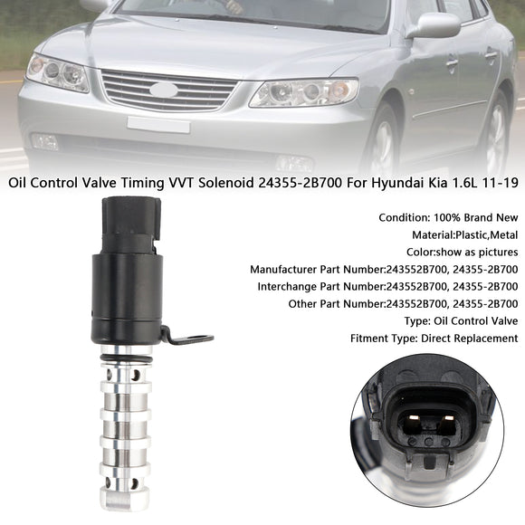 Oil Control Valve Timing VVT Solenoid 24355-2B700 For Hyundai Kia 1.6L 11-19