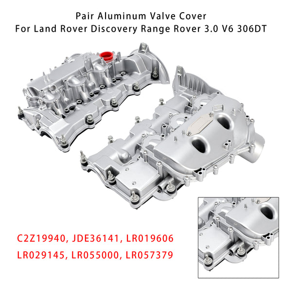 Pair Aluminum Valve Cover For Land Rover Discovery Range Rover 3.0 V6 306DT