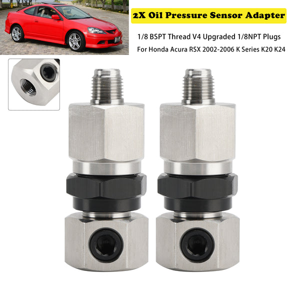 2x Oil Pressure Sensor Adapter For Honda Acura RSX 2002-2006 K Series K20 K24