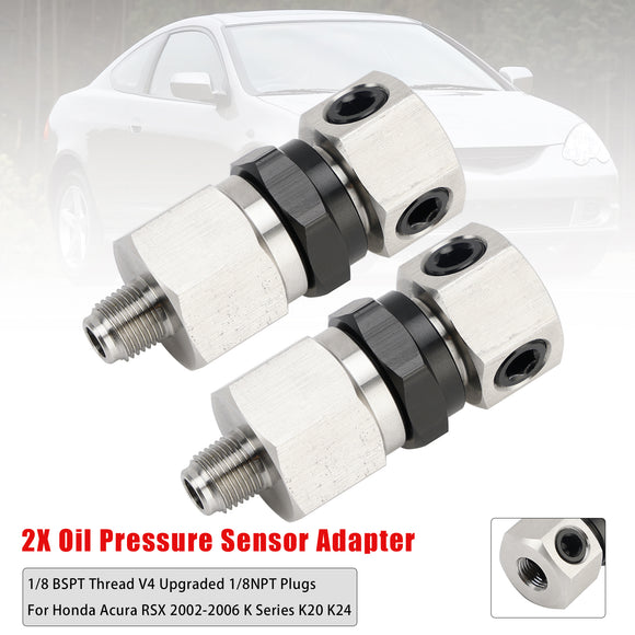 2x Oil Pressure Sensor Adapter For Honda Acura RSX 2002-2006 K Series K20 K24