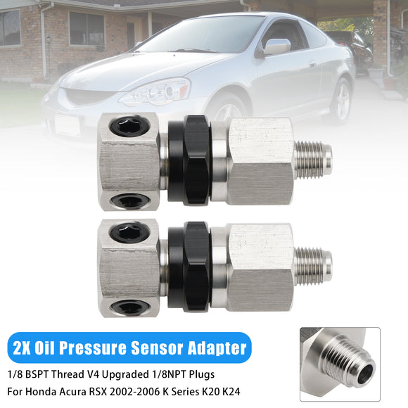 2x Oil Pressure Sensor Adapter For Honda Acura RSX 2002-2006 K Series K20 K24