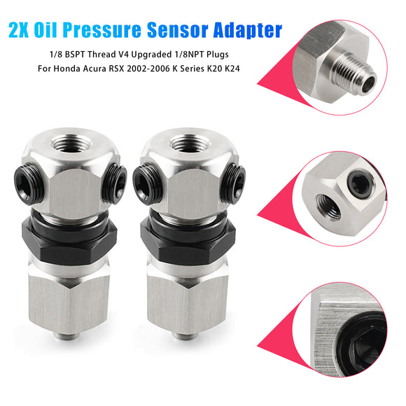 2x Oil Pressure Sensor Adapter For Honda Acura RSX 2002-2006 K Series K20 K24