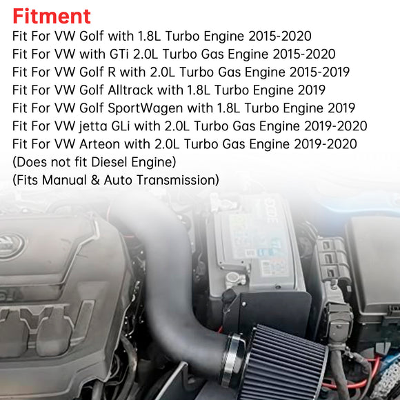 Cold Air Intake Kit with Heat Shield for VW Golf GTi R 1.8T 2.0T 2015-2020