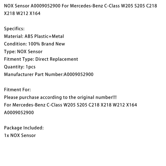 NOX Sensor A0009052900 For Mercedes-Benz C-Class W205 S205 C218 X218 W212 X164