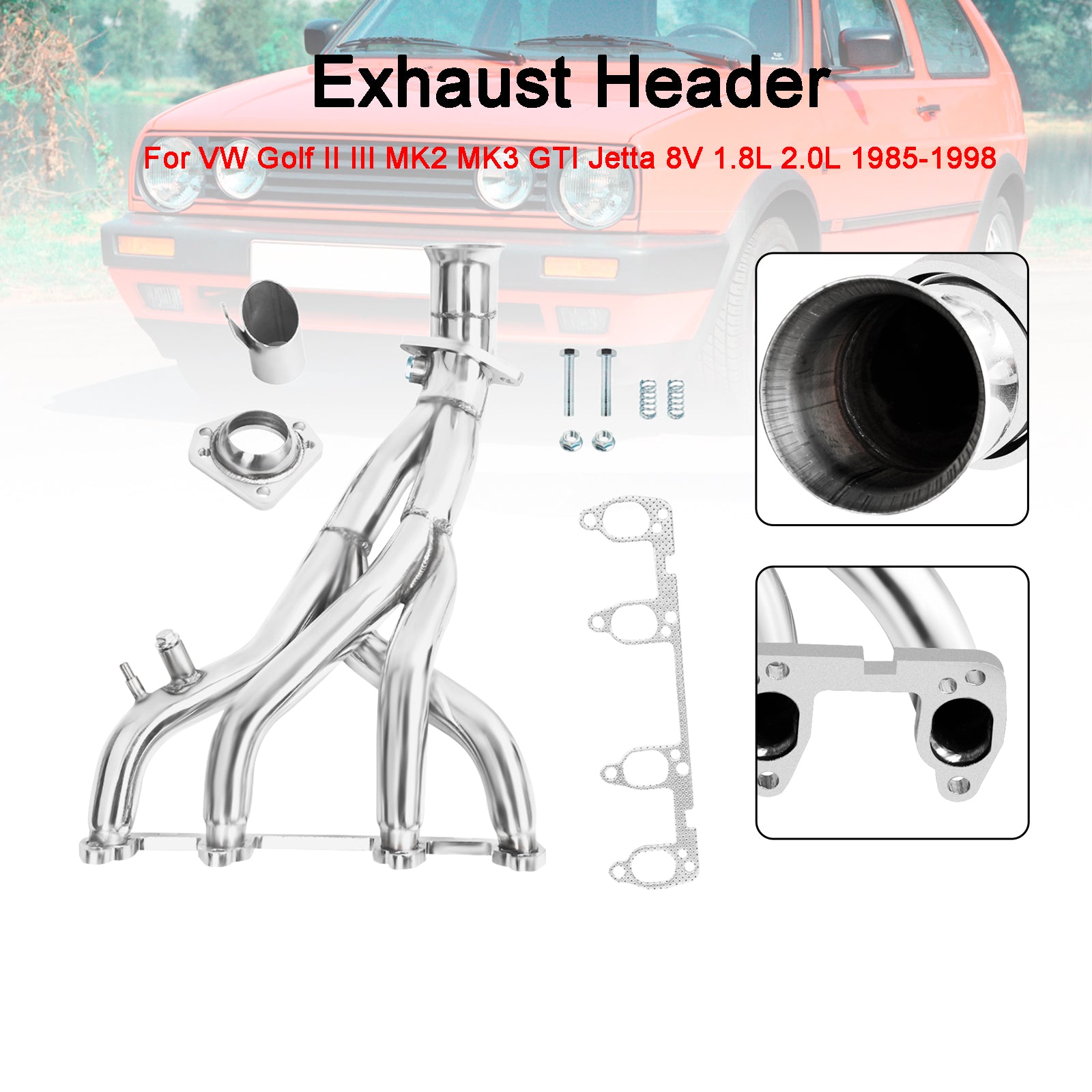 Exhaust Header fit VW Golf II III MK2 MK3 GTI Jetta 8V 1.8L 2.0L 1985-1998