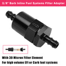 Black Inline EFI Fuel Systems Filter Adapter 3/8 Inch Barb With 30 Micron Filter Element-4