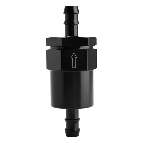 Black Inline EFI Fuel Systems Filter Adapter 3/8 Inch Barb With 30 Micron Filter Element