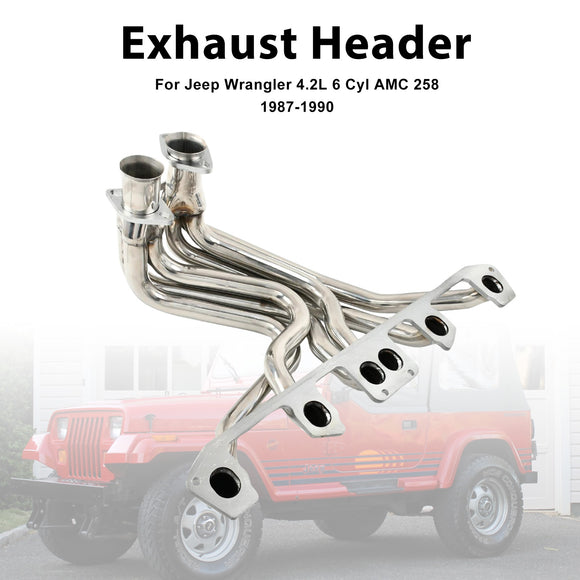 Jeep Wrangler 4.2L 6 Cyl AMC 258 1987-1990 Stainless Steel Exhaust Header