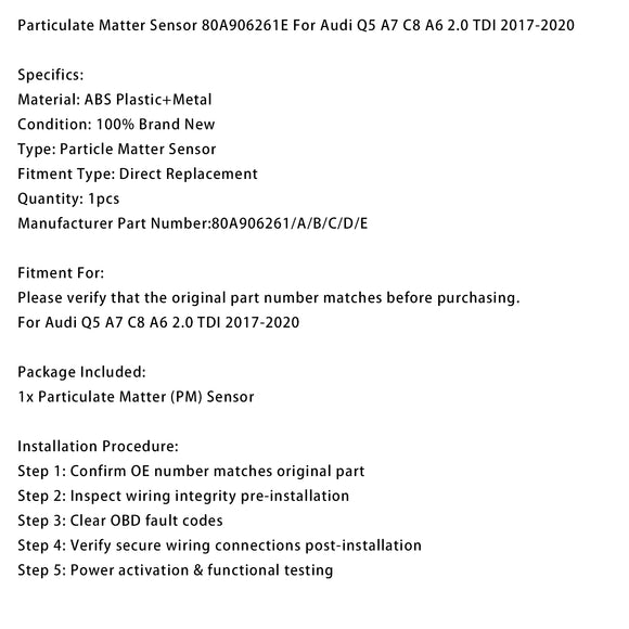 Particulate Matter Sensor 80A906261E For Audi Q5 A7 C8 A6 2.0 TDI 2017-2020