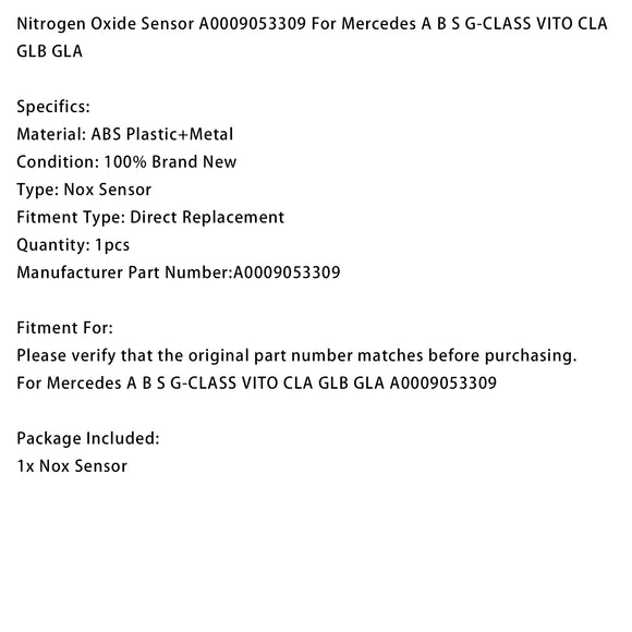 Nitrogen Oxide Sensor A0009053309 For Mercedes A B S G-CLASS VITO CLA GLB GLA