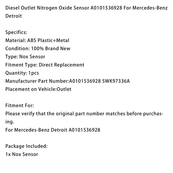 Diesel Outlet Nitrogen Oxide Sensor A0101536928 For Mercedes-Benz Detroit