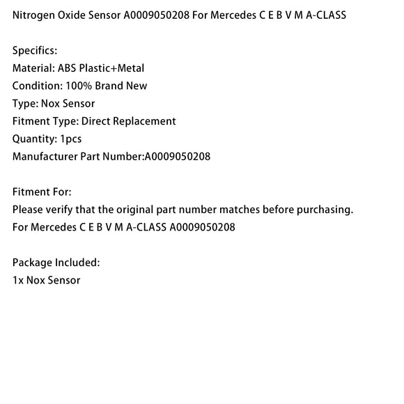 Nitrogen Oxide Sensor A0009050208 For Mercedes C E B V M A-CLASS