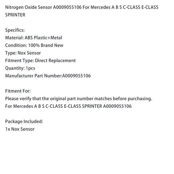 Nitrogen Oxide Sensor A0009055106 For Mercedes A B S C-CLASS E-CLASS SPRINTER