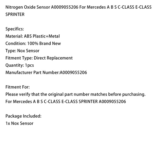 Nitrogen Oxide Sensor A0009055206 For Mercedes A B S C-CLASS E-CLASS SPRINTER