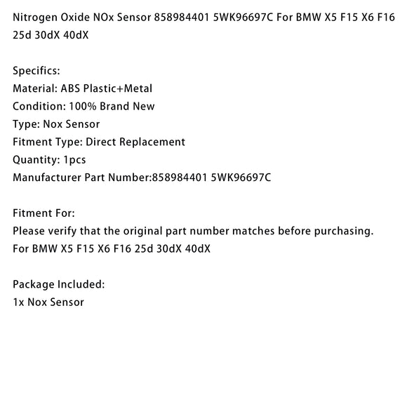 Nitrogen Oxide NOx Sensor 858984401 5WK96697C For BMW X5 F15 X6 F16 25d 30dX 40dX