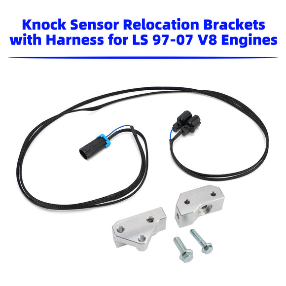 Knock Sensor Relocation Brackets with Harness for LS 97-07 V8 Engines