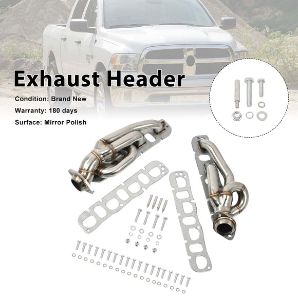 Steel Exhaust Manifold Header Fit Dodge Ram 1500 2009-2018 5.7L 1-5/8"