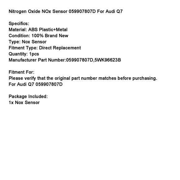 Nitrogen Oxide NOx Sensor 059907807D For Audi Q7