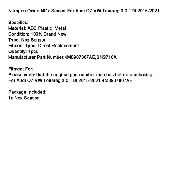 Nitrogen Oxide NOx Sensor 4M0907807AE For Audi Q7 VW Touareg 3.0 TDI 15-21