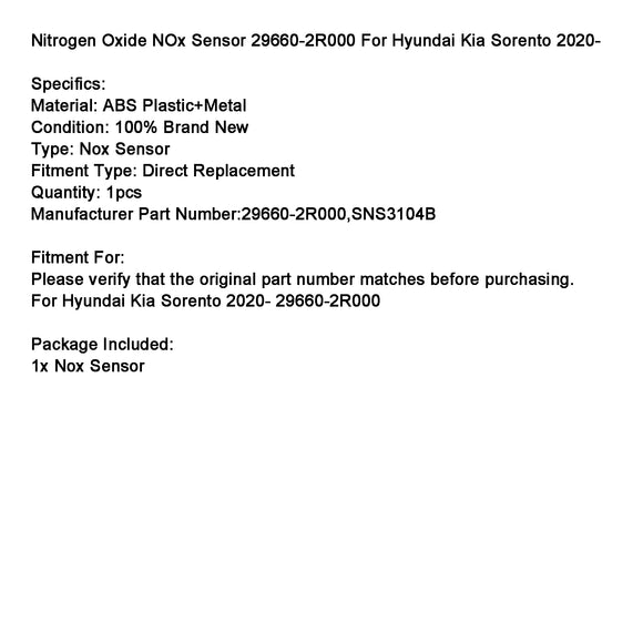 Hyundai Kia Sorento 2020-29660-2R000 Nitrogen NOx Sensor 29660‑2R000