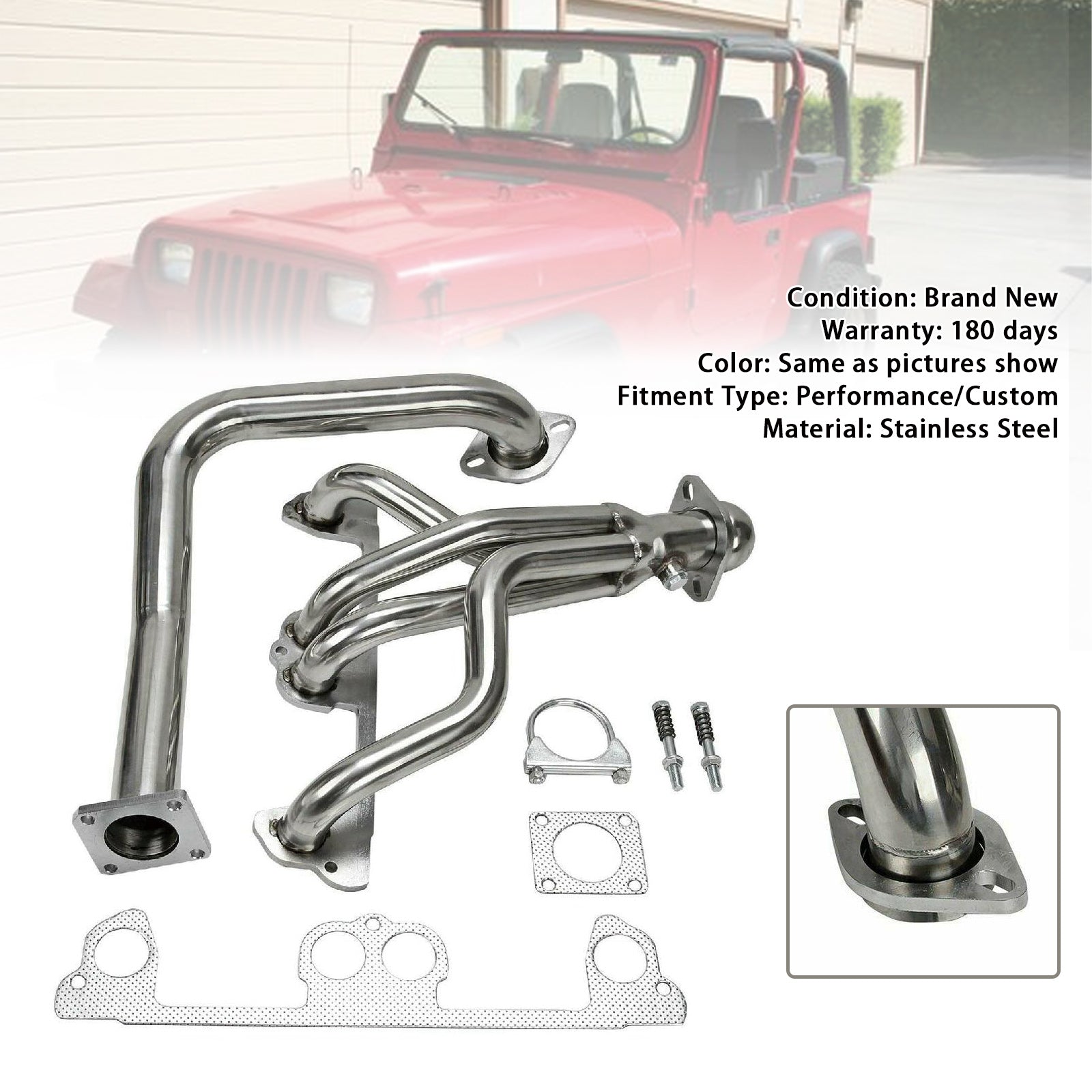 Collecteur d'échappement avec tuyau de descente pour Jeep Wrangler YJ 2.5L L4 1991-1995