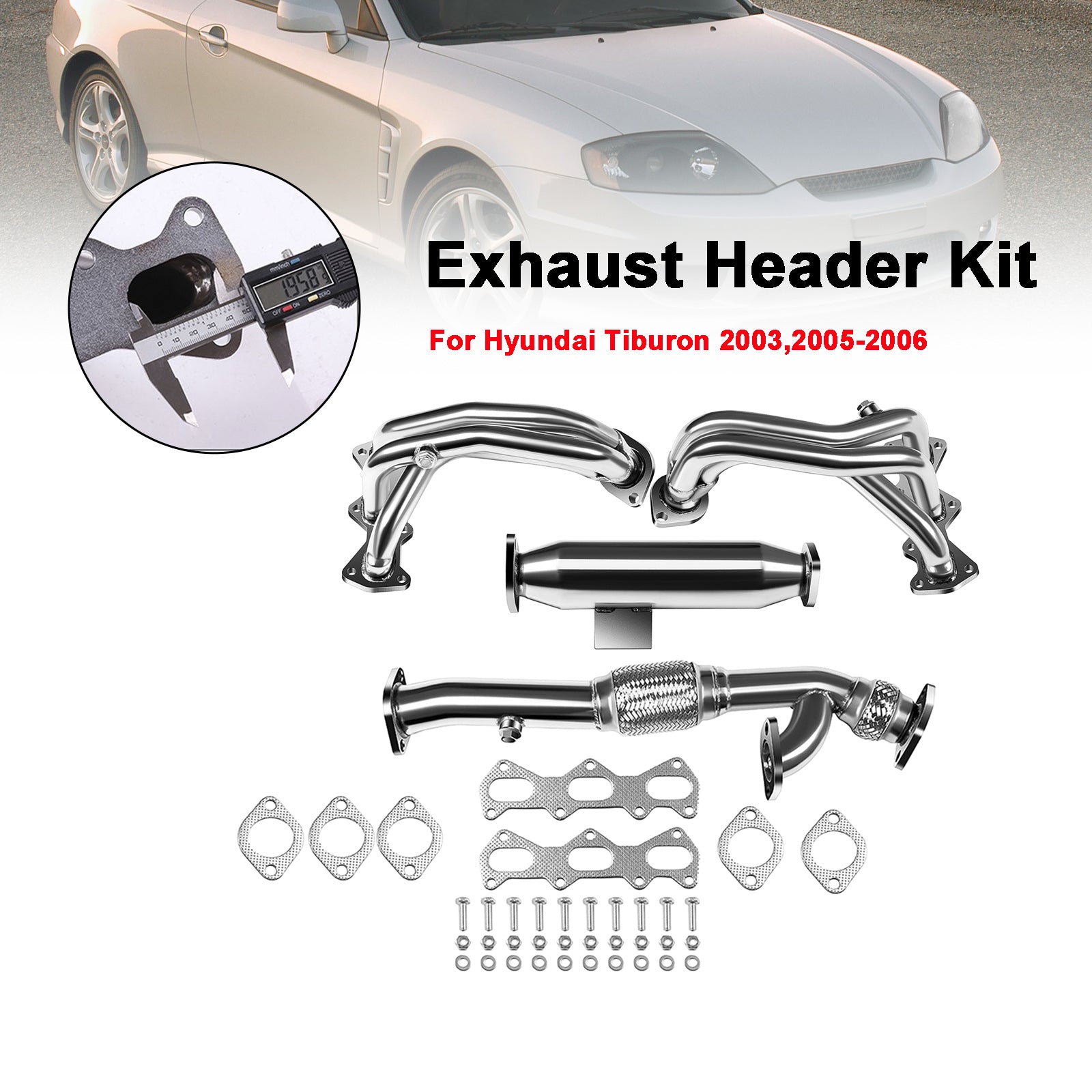 Hyundai 2003 2005-2006 Tiburon 2.7L HDSHT03V6 Stainless Header Exhaust Manifold