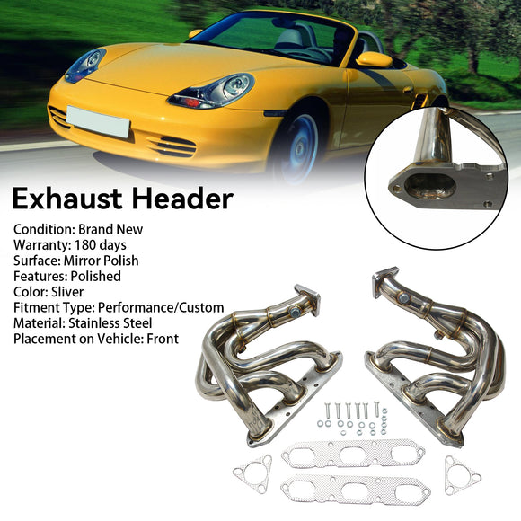 Collecteur d'échappement en acier inoxydable pour Porsche Boxster 986 2,5 L et 2,7 L 1997-2004